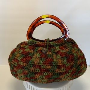 Vintage 70’s Crochet Purse with Plastic Handles